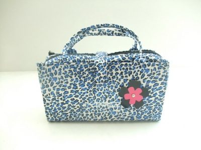 MAC Makeup Bag Leopard Blue With Flower